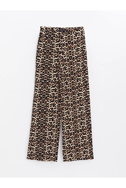 LC Waikiki Lcw Vision - Brown Leopard Print Women's Trousers with Elastic Waist