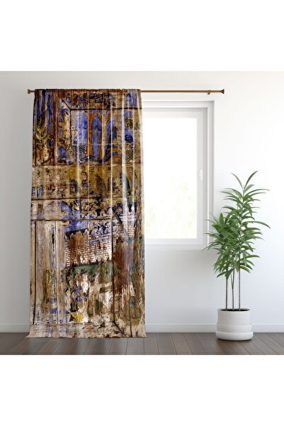 Bebemotto Etnik Mısır Modern, Kahverengi, Mavi, Oturma Odası, Salon, Fon Perd...