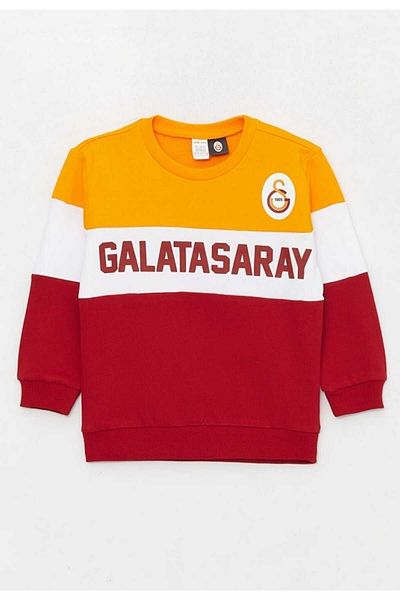 LC Waikiki Lcw Baby - Ярко жълт суичър за бебе момче, кръгла яка, дълъг ръкав, щампа Galatasara