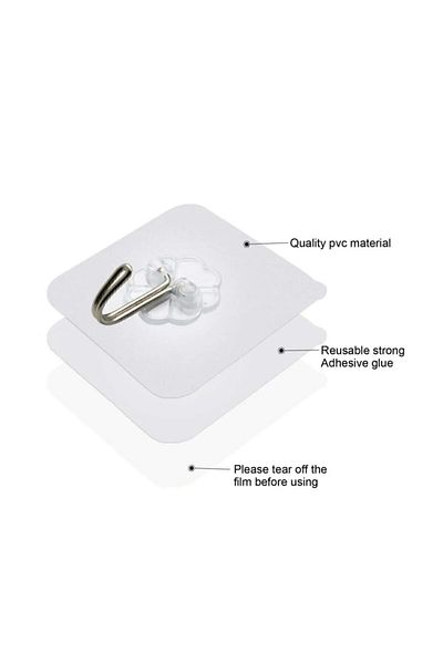 Keyfi Sepet 12 Pieces Transparent Strong Wall Hanger - Adhesive Suction Cup Hook Kitchen Bathroom Hanger