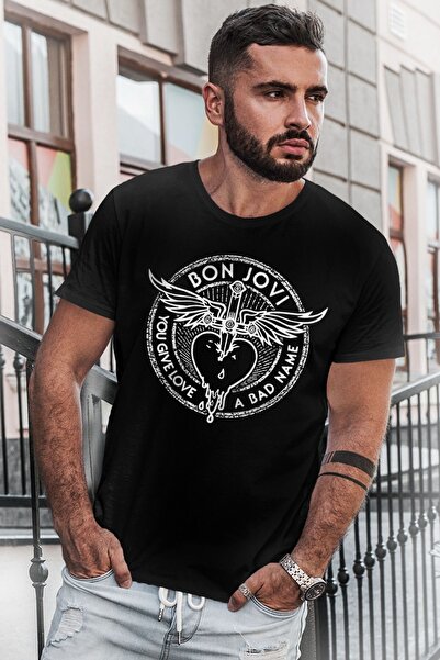 ROCKANDROLL تي شيرت رجالي بأكمام قصيرة باللون الأسود من Winged Dagger