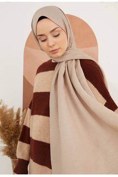 HAR-UM Ticaret Hijab Women's Cotton Jazz Shawl Light Mink