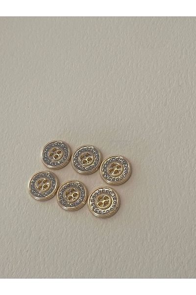 ODDA TASARIM ATÖLYESİ Gold 4 Holes 24 Sizes Single Row Crystal Jewelled Button Set