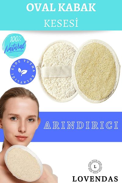 Lovendas 100% Pumpkin Pouch Oval Loofah - Rubberized Pumpkin with a Solution to Acne, Wraps and Pores