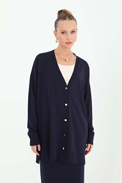 Puane Women's Cardigan with Piece Skirt - Button Detail 10482