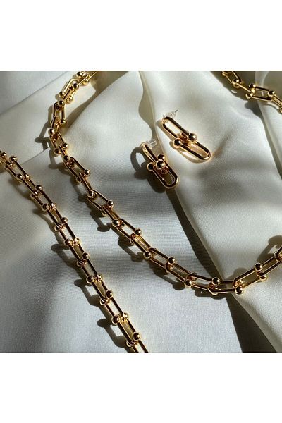MELENY Gold Tiffany Necklace Bracelet and Earring Set