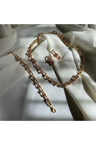 MELENY Gold Tiffany Necklace Bracelet and Earring Set