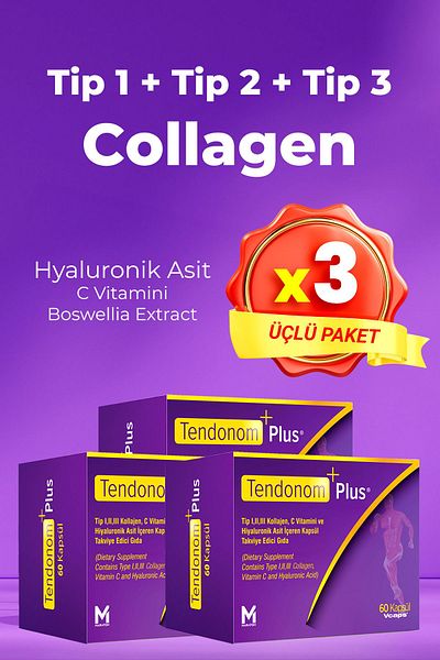 Tendonom Plus Collagen and Hyaluronic Acid - 60 Capsules x 3 Pieces