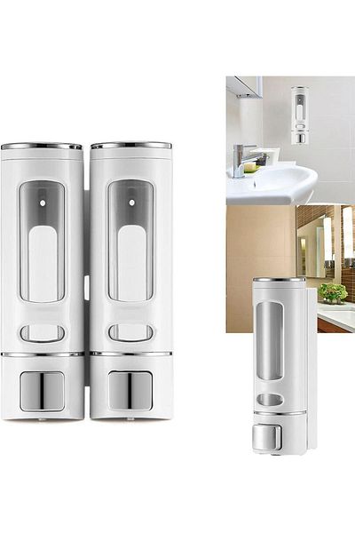 isgstore Main Shop 2 τεμ. 400ml Επιτοίχιος Χειροκίνητος Διανομέας Σαπουνιού Χειρός Υγρό Σαμπουάν Αφρόλουτρο
