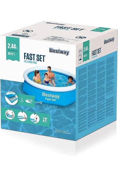BESTWAY Fast Set Above Ground Pool, Without Pump Diameter 244 X 61 Cm, Blue, Round