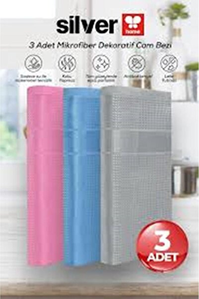 Silver SİLVER DEKORATİF CAM VE TEMİZLİK BEZİ  42*68 EBAT 3 ADET stok durumuna göre renkler gönderilecektir