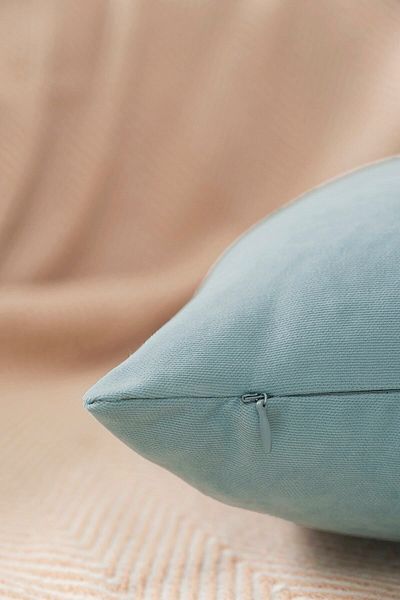 ÖZENEV Turquoise Throw Pillow Cover Decorative Plain Simple Panoroma-208 Punchable Punch