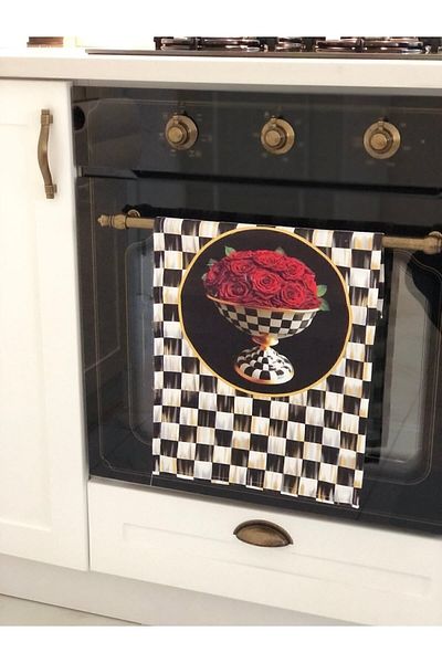Ayd Home Red Rose Checkered 2-Piece Checkers Kitchen Set - Ramadan Ranır Noel Mackenzie