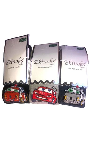 Ekinoks Set of 3 Colorful Patterned Cotton Pantyhose for Baby Boy