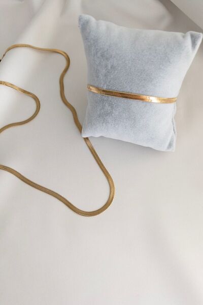 Karflake Gold İtalyan Model Zincir Zarif Çelik Kadın Kolye ve Bileklik Set