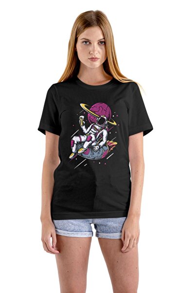 Butik Astronaut majica sa printom, crna unisex NASA majica