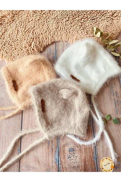 seraskids Knitted White Furry Baby Eared Hat Beanie