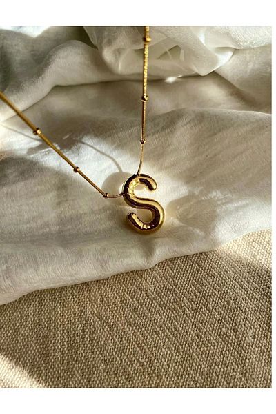 the canelif accessories New Hali Stainless Steel S Balloon Letter Necklace - Your Elegance