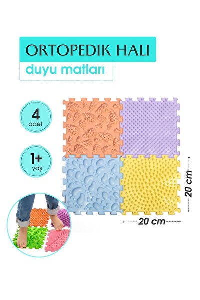 Ortohalı 4 Modüllü Ortopedik Halı Çocuk Duyu Matları Renkli Puzzle Çocuk Masa...