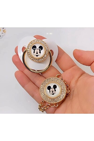 Bygulsahozdemir Zirkon tas mickey modeli emzik ve zincir seti