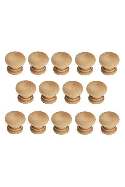 kralkulp 14 Adet Mobilya Kulp, Doğal Ham Ahşap Mantar Düğme Kulp Gürgen