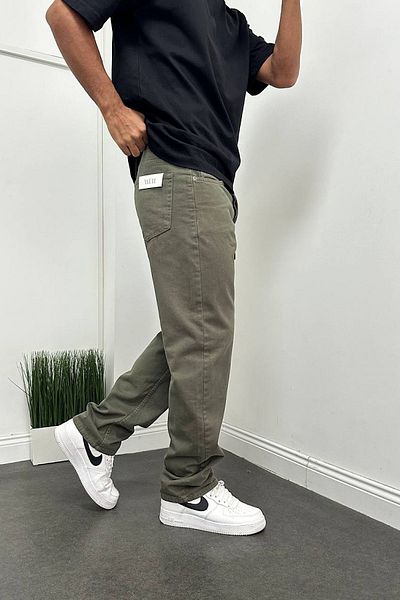 Denim Shorty Khaki Green Color Basic Baggy Pants