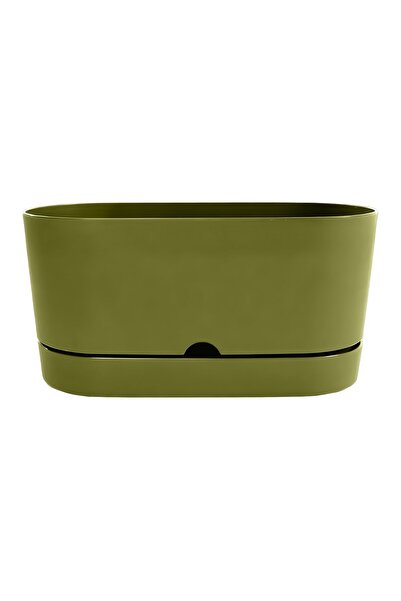 ToXA 5.5 Litre Yeşil Begonya Balkon Saksı Dekoratif Tabaklı Izgarasız Mat Pla...