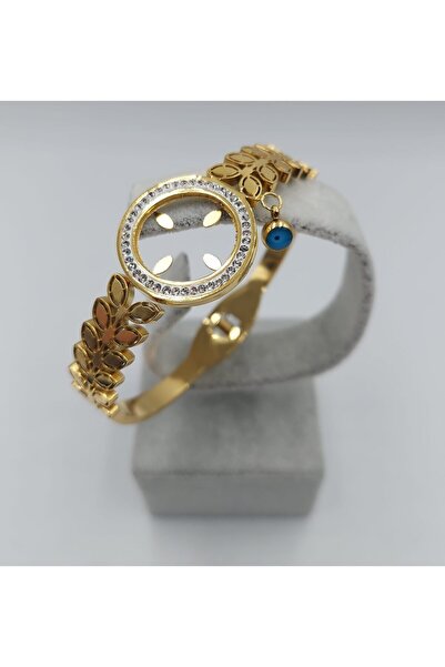 SOSO EXCLUSİVE Stainless Steel Çelik Çeyrekli Nazar Boncuklu & Taşlı Model Ke...