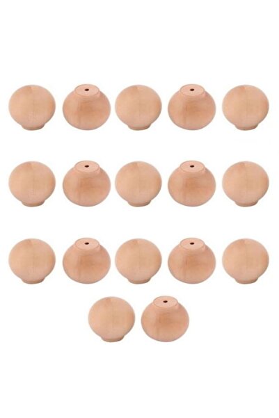 kralkulp 17 Adet Ham Ahşap Top Kulp Ahşap Yuvarlak Kulp