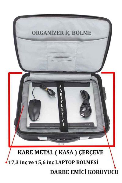Case Club Αδιάβροχος χαρτοφύλακας φορητού υπολογιστή 17 ιντσών με ιμάντα ώμου - ύφασμα που κλειδώνει