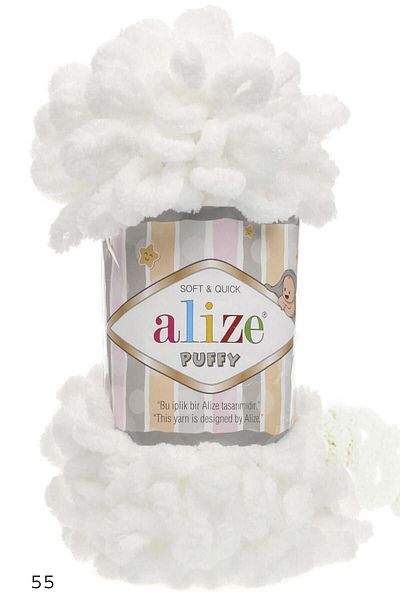 Alize Puffy El Örgü İpi 5'li Beyaz 55