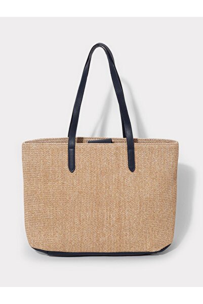GAP Μπεζ γυναικεία ψάθινη τσάντα ώμου - 15938