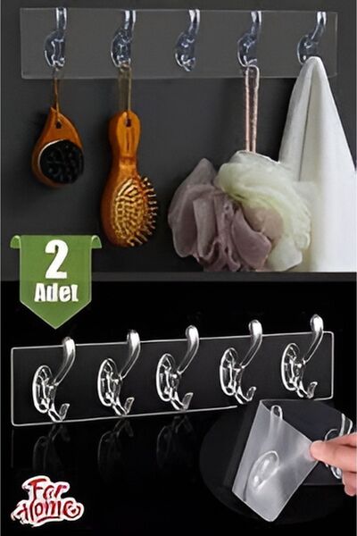 von Januar 2 Adet Kendinden Yapışkanlı Güçlü Şeffaf Askılık | Şeffaf Yapışkan...