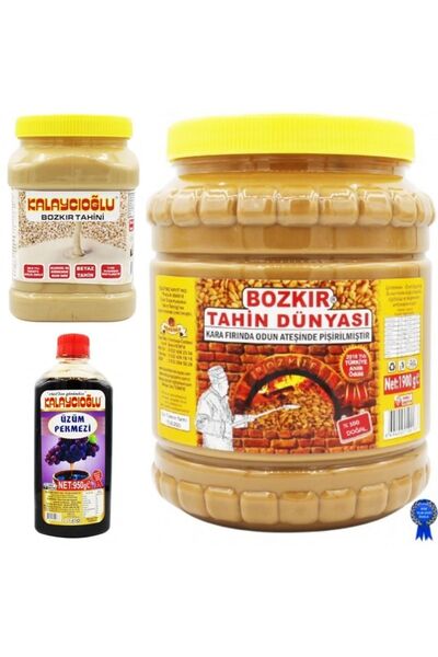 Kalaycıoğlu Bozkır Roasted Tahini Without Bran 1900 Gr - White Bozkır Tahini 935 Gr - Grape Molasses 950 Gr