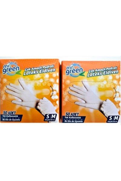 Mr Green قفازات اللاتكس البودرة Mr.green Den 100 قطعة