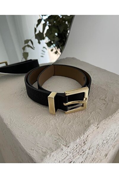 Tina Metal Tokalı Dokulu Kemer Siyah