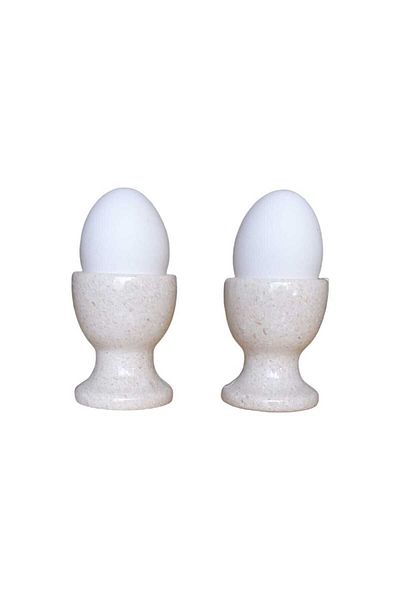 Concept ONYX by CEHRELI Natural Stone Marble Footed Egg Cup Set of 2 (Export Quality)