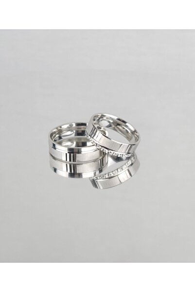 Gri Gümüş Büyüleyici Bağlılık 925 Ayar Gümüş Alyans, Nişan Ve Söz Yüzüğü