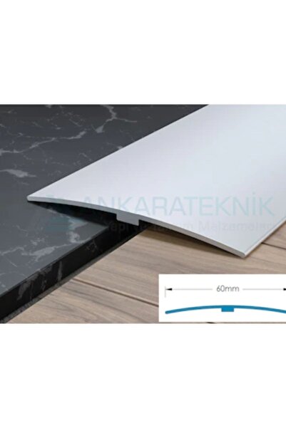 Genel Markalar 1 adet Geniş Alüminyum 6 Cm Kapı Eşik Profili, Parke Çıtası, Kapı Eşiği, Mat Gümüş Gri 90 Cm