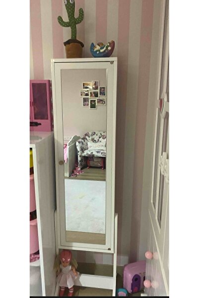 Yc Dekor Takı Dolabı-beyaz De Monte Ayaklı ,aynalı Takı Dolabı-şık Takı Dolabı