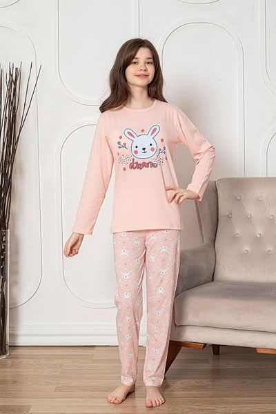 Farya Home Patterned Long Sleeve Cotton Girl's Pajama Set