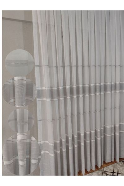 MebelPort Curtain Luxury Bamboo Floor - Tulle Swivel (1/3 Size Tubing Pleated Corner), Light Gray Color