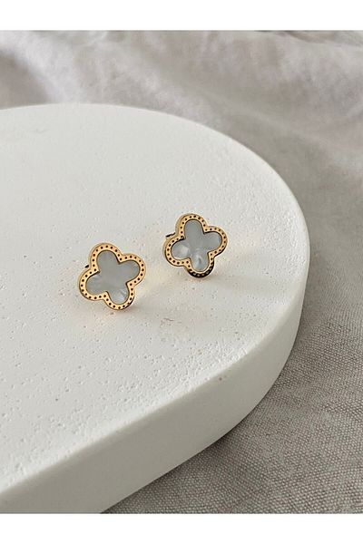 FESA Model Steel Gold Clover Earrings