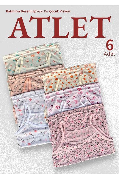 Katmirra Girl's Viscose Patterned String Hanging Tank Top - Set of 6