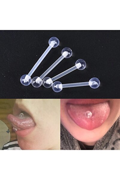 Arescollection Bioplast Şeffaf Antialerjik Esnek Silikon Dil Piercingi