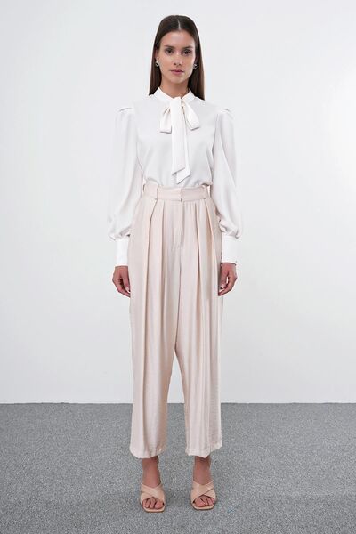 Zühre Pileli Bej Şalvar Pantolon P-0187