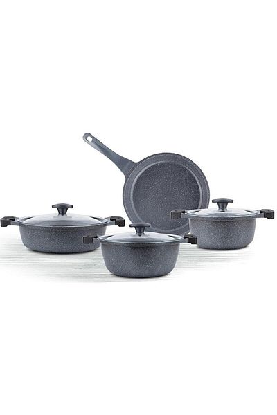 ThermoAD Cast Aluminum Granite 7 Piece Cookware Set Gray