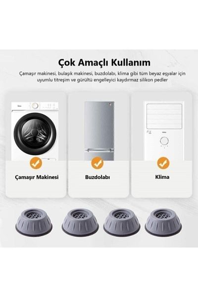 Slines Home Set de 4 opritoare anti-vibrații pentru mașină de spălat gri