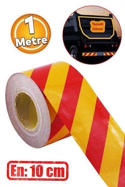 Badem10 Yellow Red 10 Cm 1 Meter Adhesive Highlighter Reflective Strip Tape Warning Tape