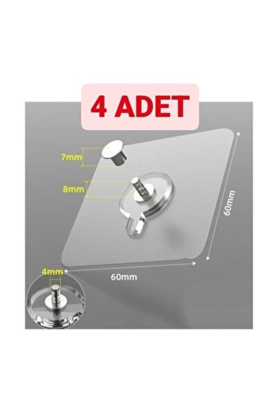 Genel Markalar 4 Adet Ultra Güçlü Vantuzlu Askı Çerçeve Askısı Vidalı Kanca Yapışkanlı Dayanıklı Şeffaf Raf Tutucu